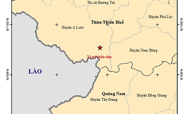 Hôm nay, Thừa Thiên Huế lại xảy ra động đất độ lớn 3.3