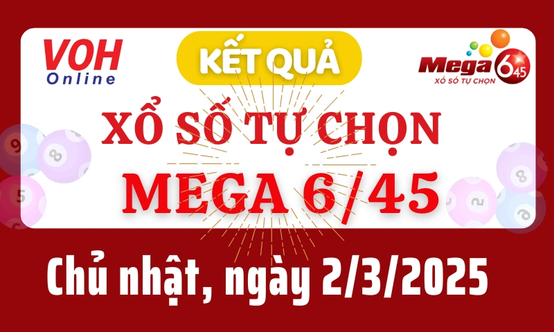 Vietlott MEGA 645 2/3 - Kết quả xổ số Vietlott hôm nay chủ nhật 2/3/2025