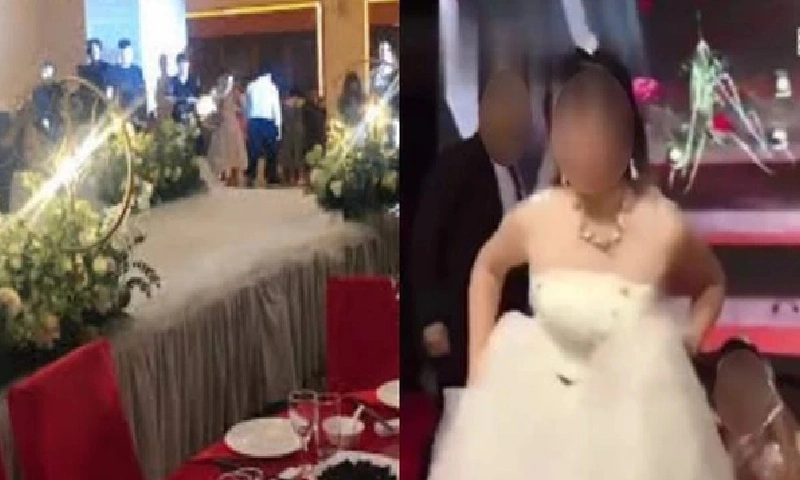 Chú rể ôm người yêu cũ mặc váy cưới vào lễ đường khiến khách mời hoang mang