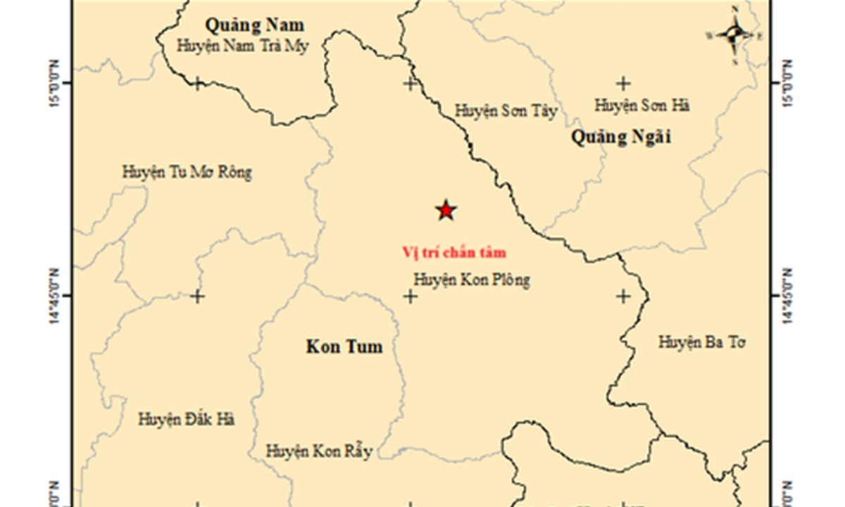 Kon Tum liên tiếp xảy ra 3 trận động đất
