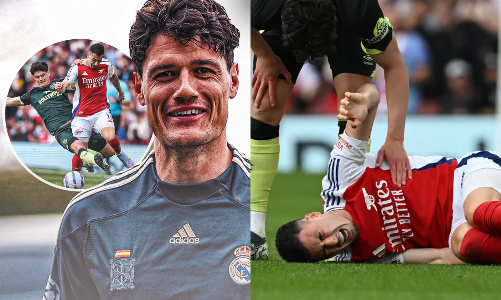Martinelli sợ bị đối thủ đá bẩn mặc áo Real Madrid đốn gãy chân
