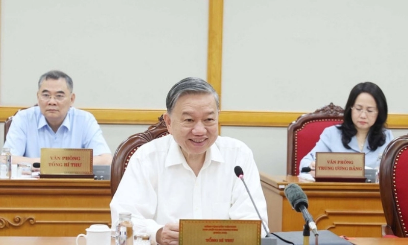 Tổng Bí thư Tô Lâm chủ trì họp về tiến độ triển khai sắp xếp bộ máy hành chính