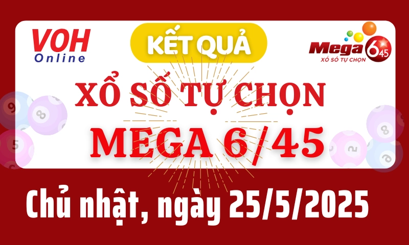 Vietlott MEGA 645 25/5 - Kết quả xổ số Vietlott hôm nay chủ nhật 25/5/2025