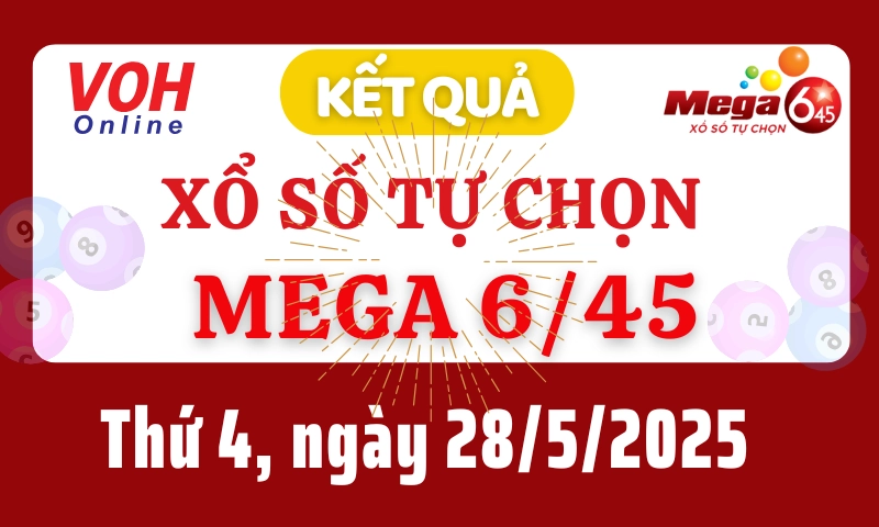 Vietlott MEGA 645 28/5 - Kết quả xổ số Vietlott hôm nay thứ 4 28/5/2025