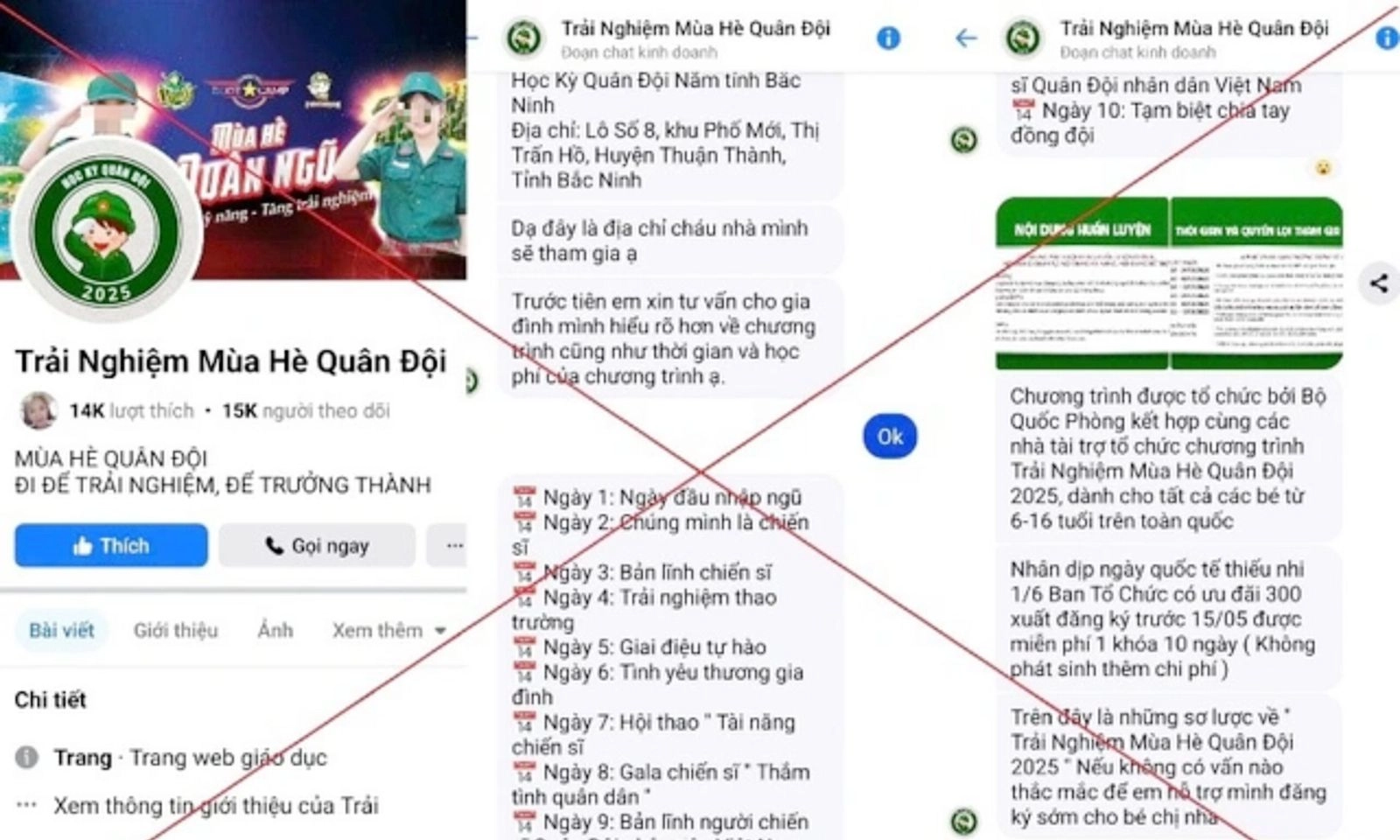 Cảnh giác với chiêu lừa đăng ký trại hè quân đội trên mạng xã hội
