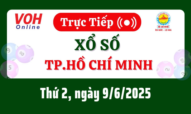 XSHCM 9/6 - Kết quả xổ số TP.HCM hôm nay thứ 2 ngày 9/6/2025