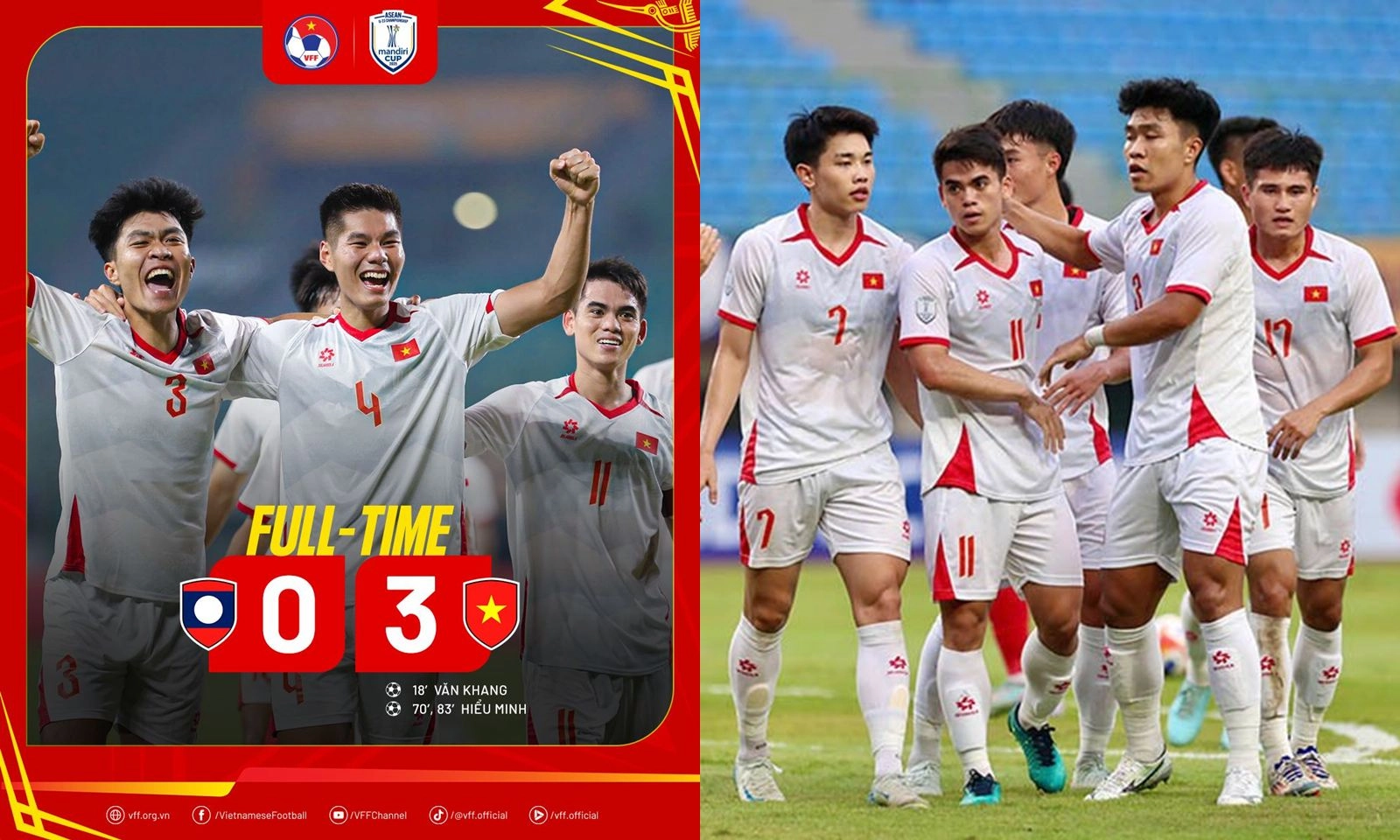 U23 Việt Nam thắng dễ U23 Lào, đặt một chân vào Bán kết