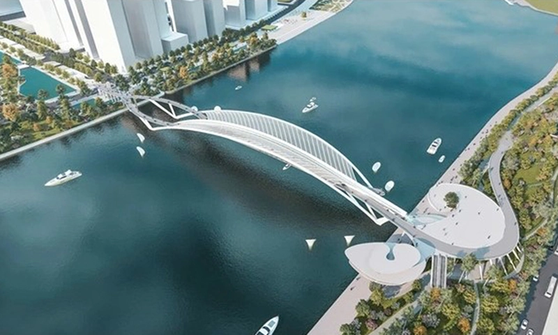 Cầu đi bộ qua sông Sài Gòn đạt 20% tiến độ, chậm do vướng mắc mặt bằng, kỹ thuật