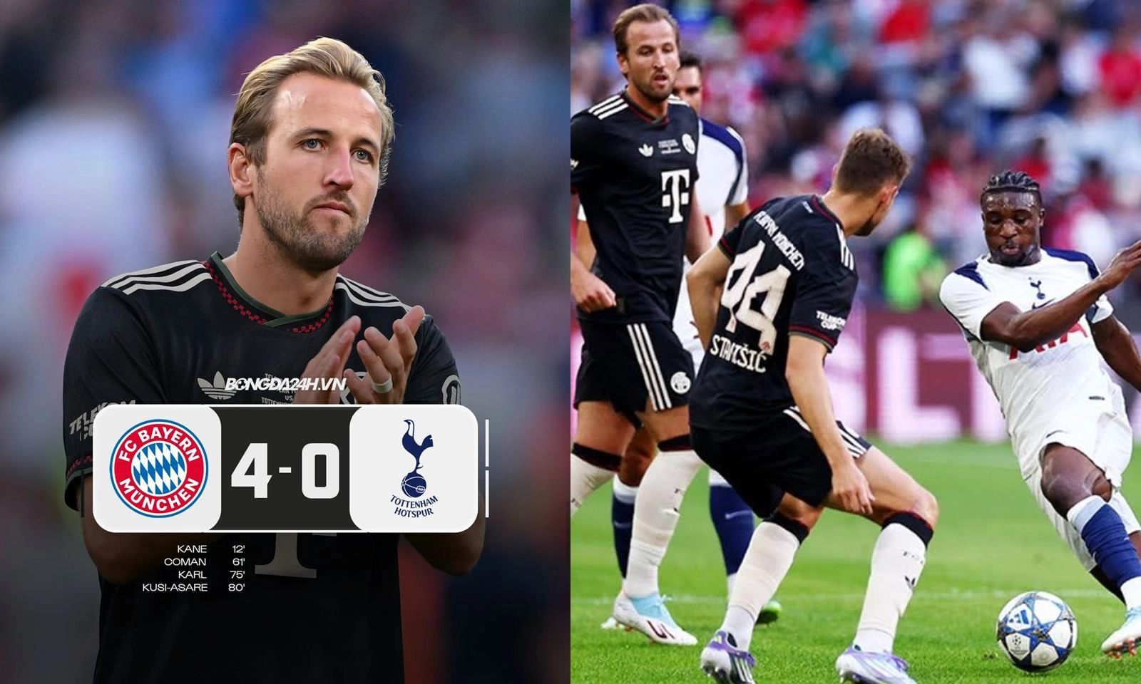 Harry Kane ghi bàn vào lưới Tottenham, Bayern Munich đại thắng