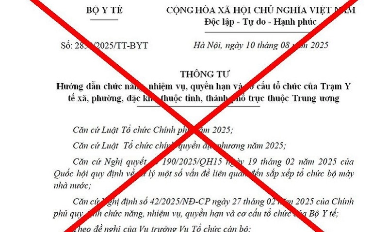 Bộ Y tế cảnh báo về văn bản giả mạo liên quan trạm y tế  