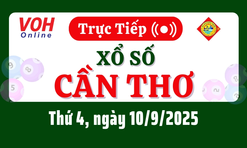 XSCT 10/9 - Kết quả xổ số Cần Thơ hôm nay thứ 4 ngày 10/9/2025