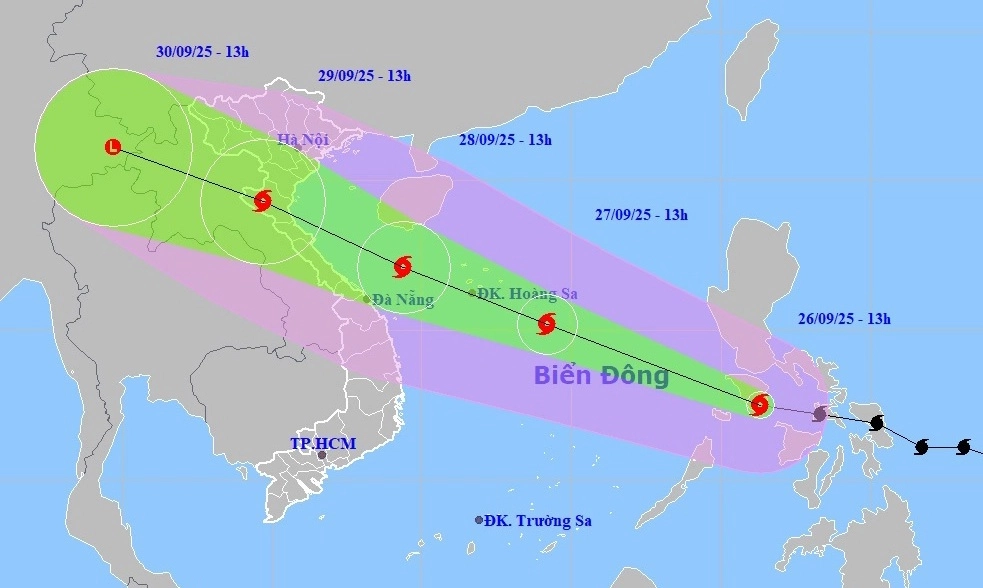 Bão Bualoi dự báo mạnh cấp 13 khi áp sát Bắc Trung Bộ