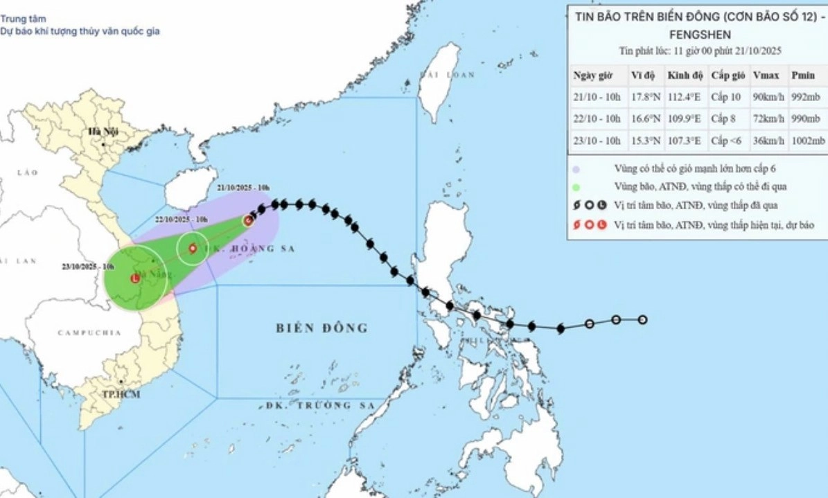Bão số 12 áp sát ĐK Hoàng Sa, đổi hướng liên tục