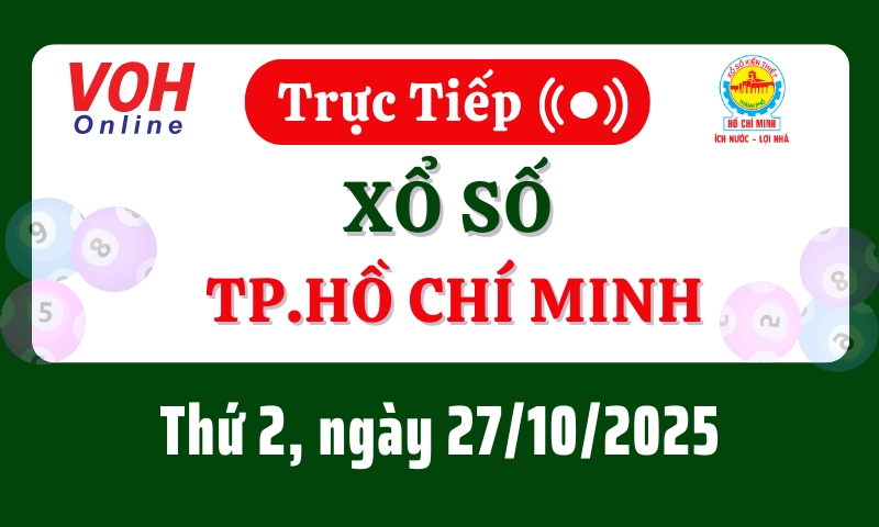 XSHCM 27/10 - Kết quả xổ số TP.HCM hôm nay thứ 2 ngày 27/10/2025