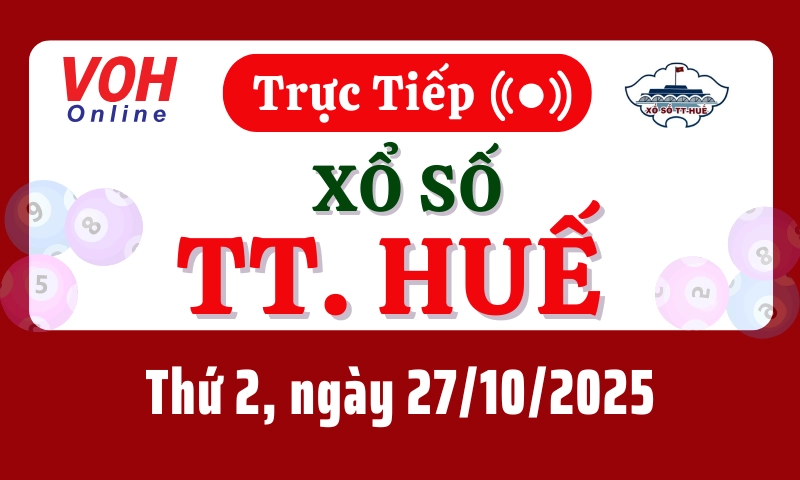 XSTTH 27/10 - Kết quả xổ số Thừa Thiên Huế hôm nay thứ 2 ngày 27/10/2025