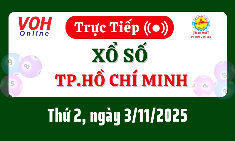 XSHCM 3/11 - Kết quả xổ số TP.HCM hôm nay thứ 2 ngày 3/11/2025