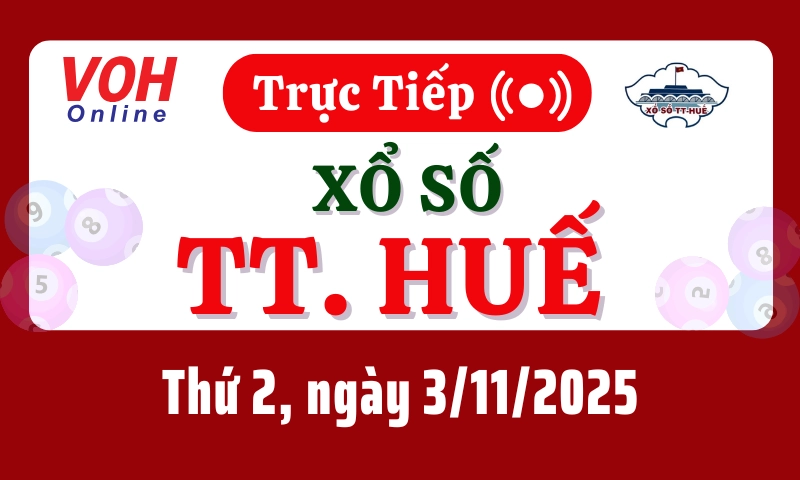 XSTTH 3/11 - Kết quả xổ số Thừa Thiên Huế hôm nay thứ 2 ngày 3/11/2025