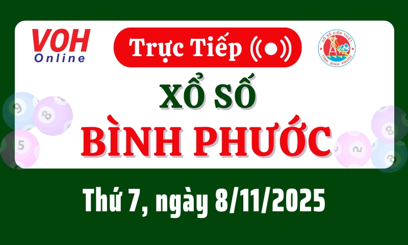 XSBP 8/11 - Kết quả xổ số Bình Phước hôm nay thứ 7 ngày 8/11/2025