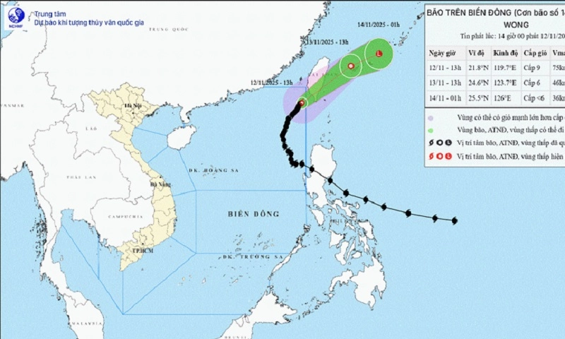 Bão số 14 di chuyển chậm