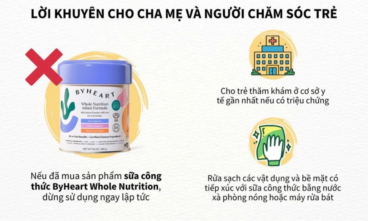 Bộ Y tế yêu cầu rà soát, thu hồi sữa ByHeart Whole Nutrition nhiễm khuẩn