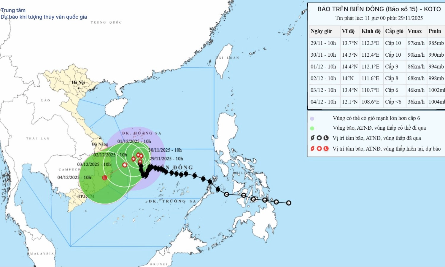 Bão số 15 đổi hướng liên tục, giảm tốc và yếu dần trên Biển Đông