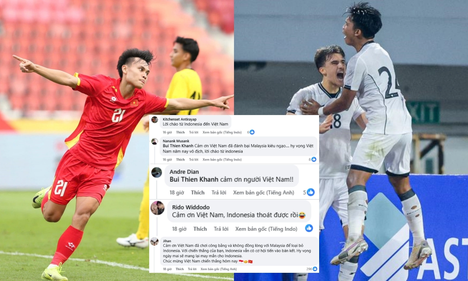 Fan Indonesia cảm ơn U22 Việt Nam rối rít vì đánh bại U22 Malaysia