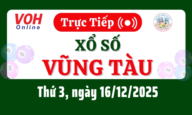 XSVT 16/12 - Kết quả xổ số Vũng Tàu hôm nay thứ 3 ngày 16/12/2025
