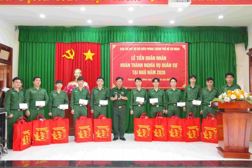 Bộ đội Biên phòng Thành phố tiễn quân nhân hoàn thành nghĩa vụ quân sự năm 2026