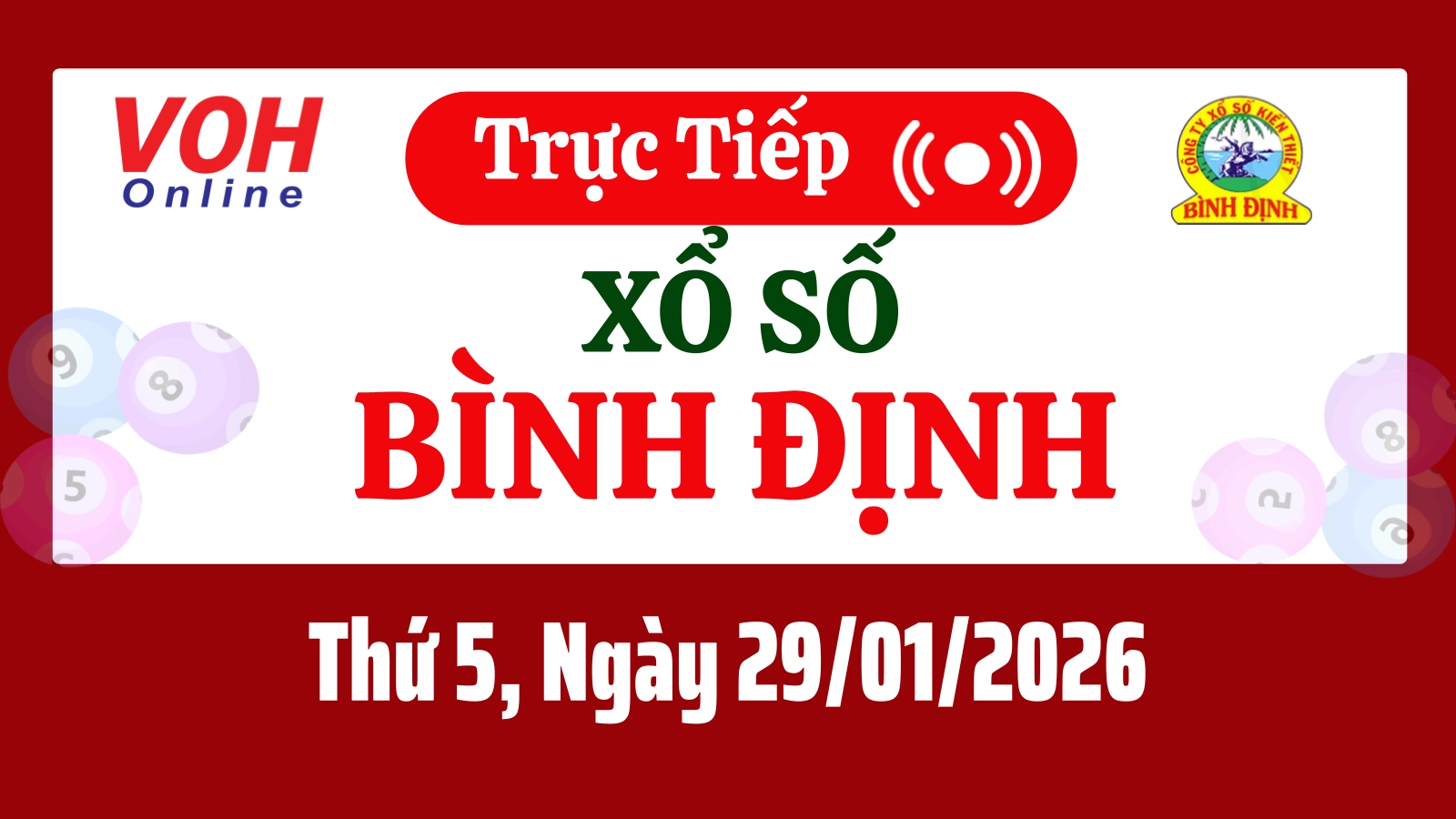 XSBDI 29/1 - Kết quả xổ số Bình Định hôm nay thứ 5 ngày 29/1/2026