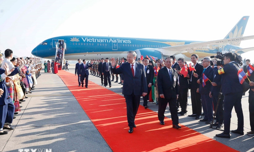 Tổng Bí thư Tô Lâm đến thủ đô Vientiane, bắt đầu thăm cấp Nhà nước tới Lào