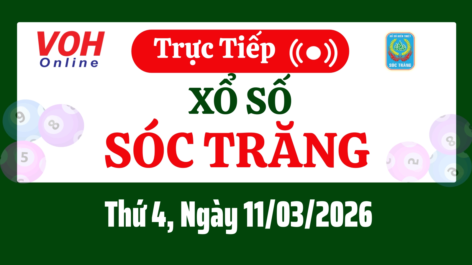 XSST 11/3 - Kết quả xổ số Sóc Trăng hôm nay thứ 4 ngày 11/3/2026