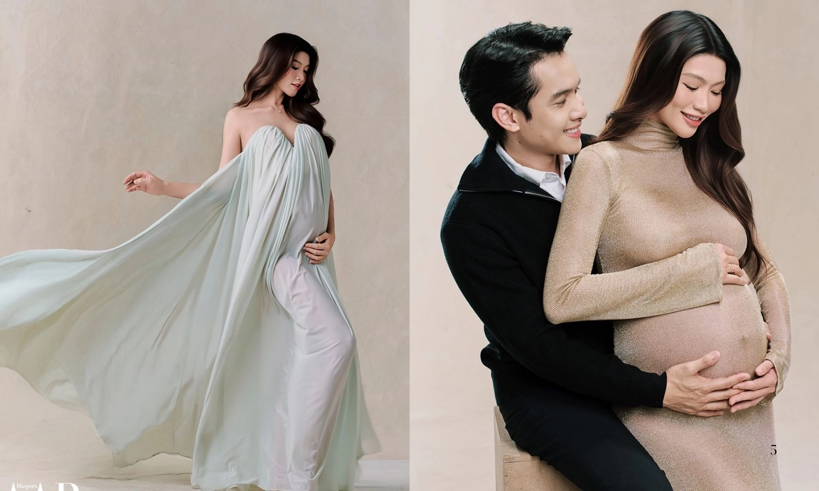 Chế Nguyễn Quỳnh Châu khoe ảnh bầu cùng chồng trước ngày sinh con