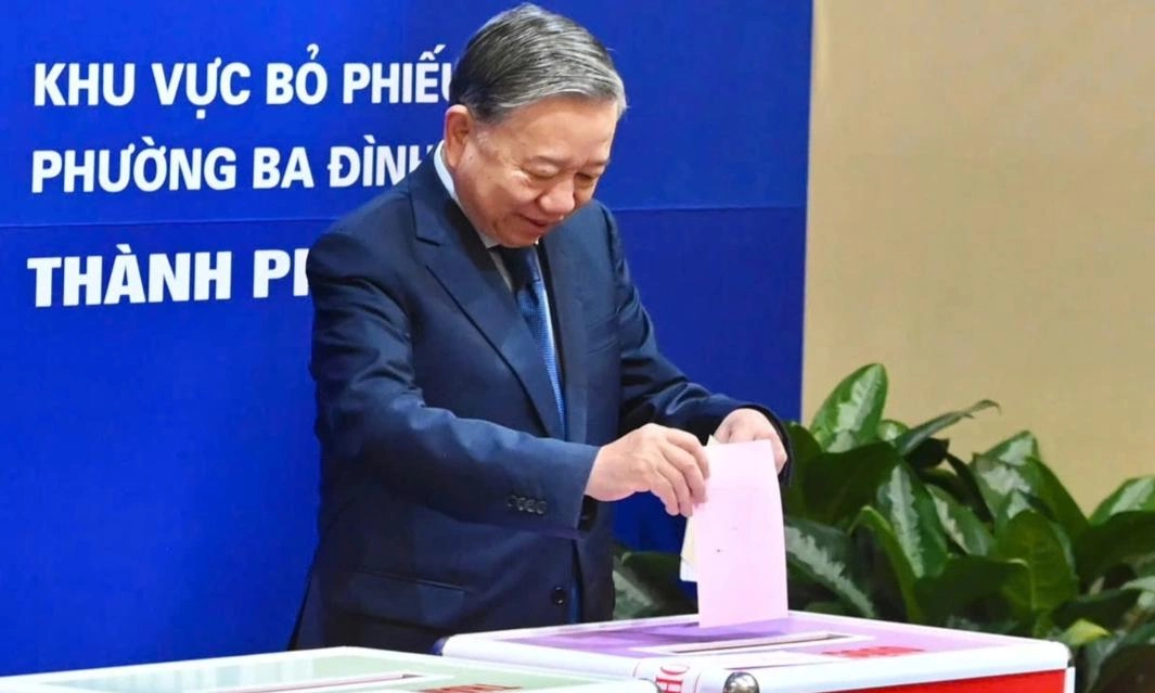 Tổng Bí thư Tô Lâm cùng lãnh đạo Đảng, Nhà nước thực hiện quyền cử tri