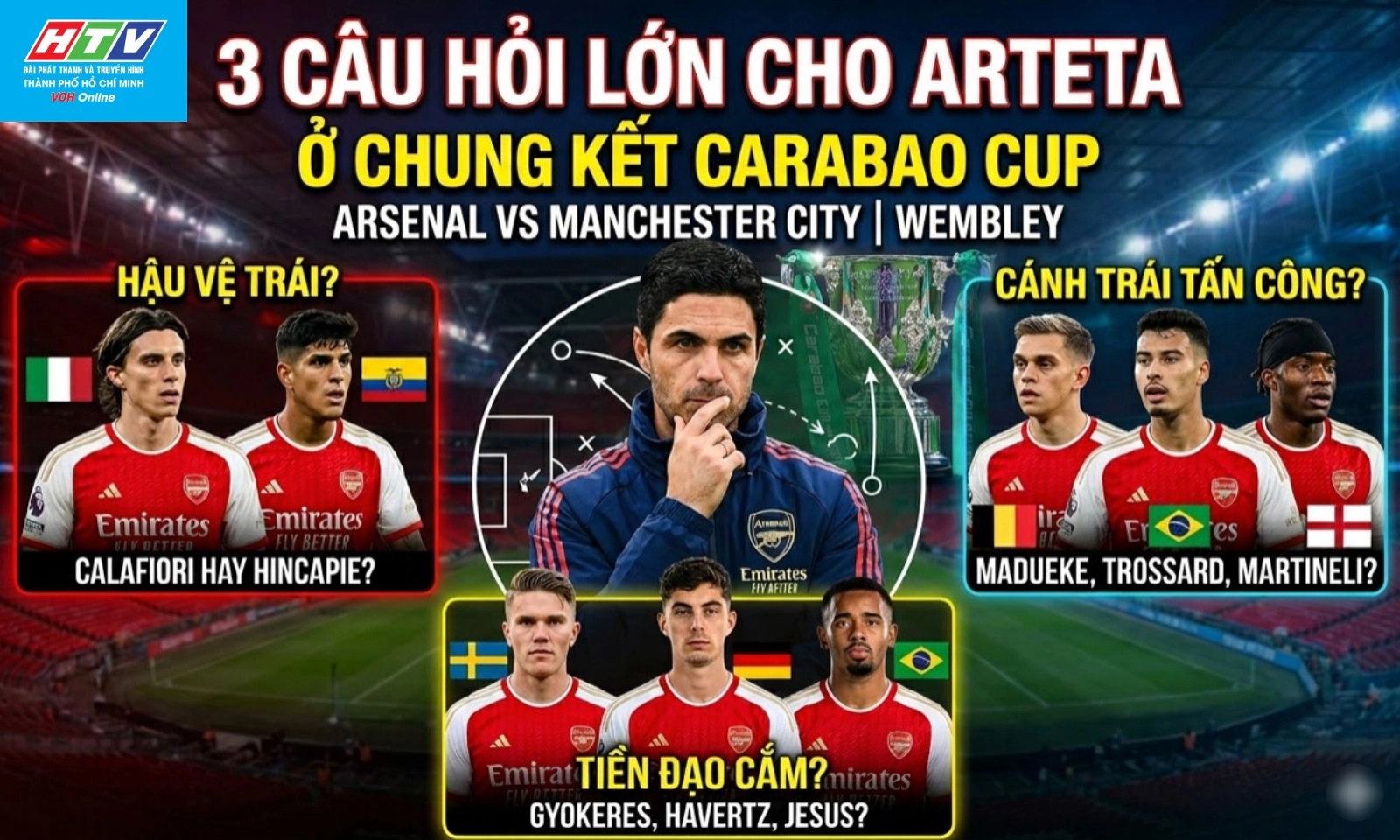 3 câu hỏi Arsenal lớn dành cho Arteta ở Chung kết Carabao Cup