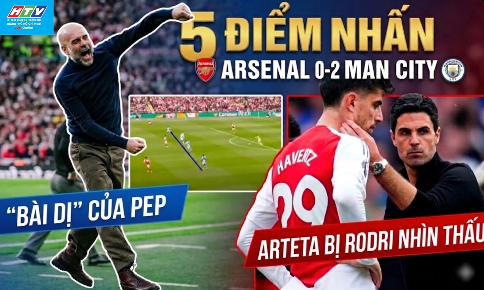 5 điểm nhấn Arsenal 0-2 Man City: Bài dị của Pep | Arteta bị Rodri nhìn thấu