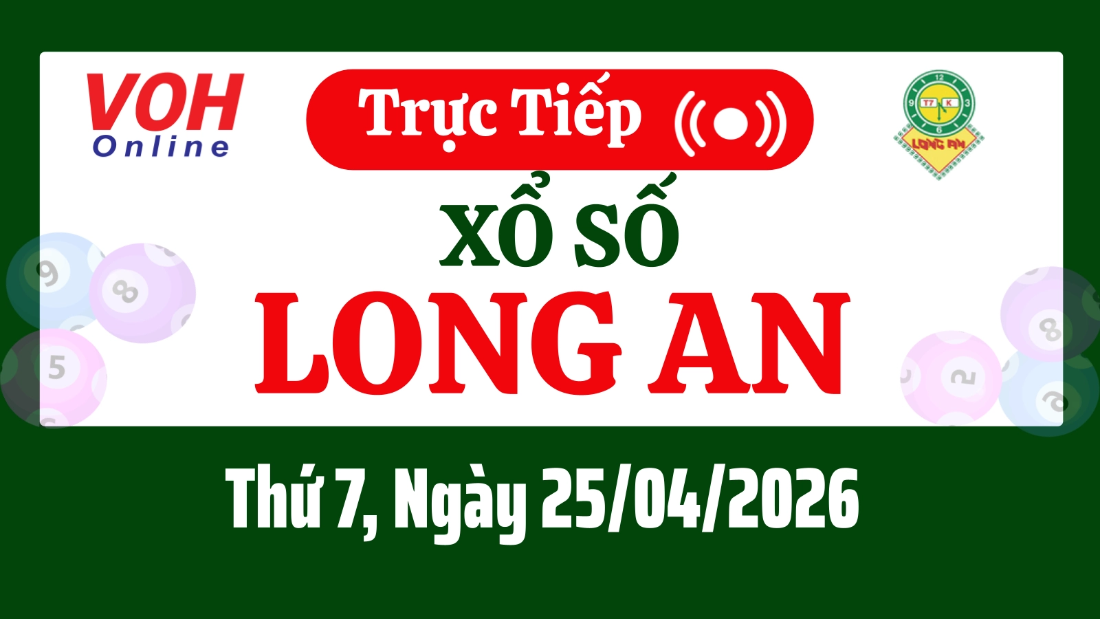 XSLA 25/4 - Kết quả xổ số Long An hôm nay thứ 7 ngày 25/4/2026