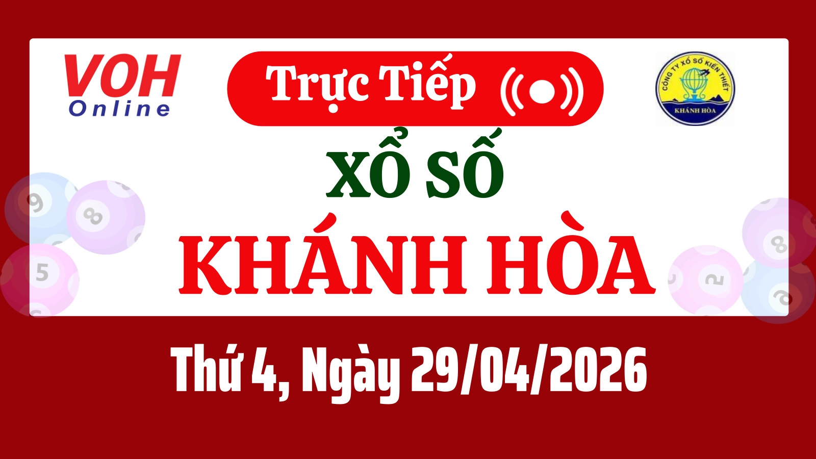 XSKH 29/4 - Kết quả xổ số Khánh Hòa hôm nay thứ 4 ngày 29/4/2026