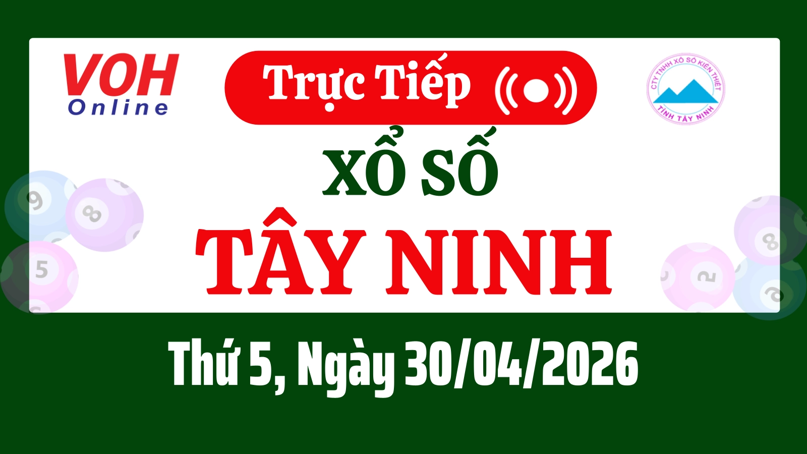 XSTN 30/4 - Kết quả xổ số Tây Ninh hôm nay thứ 5 ngày 30/4/2026