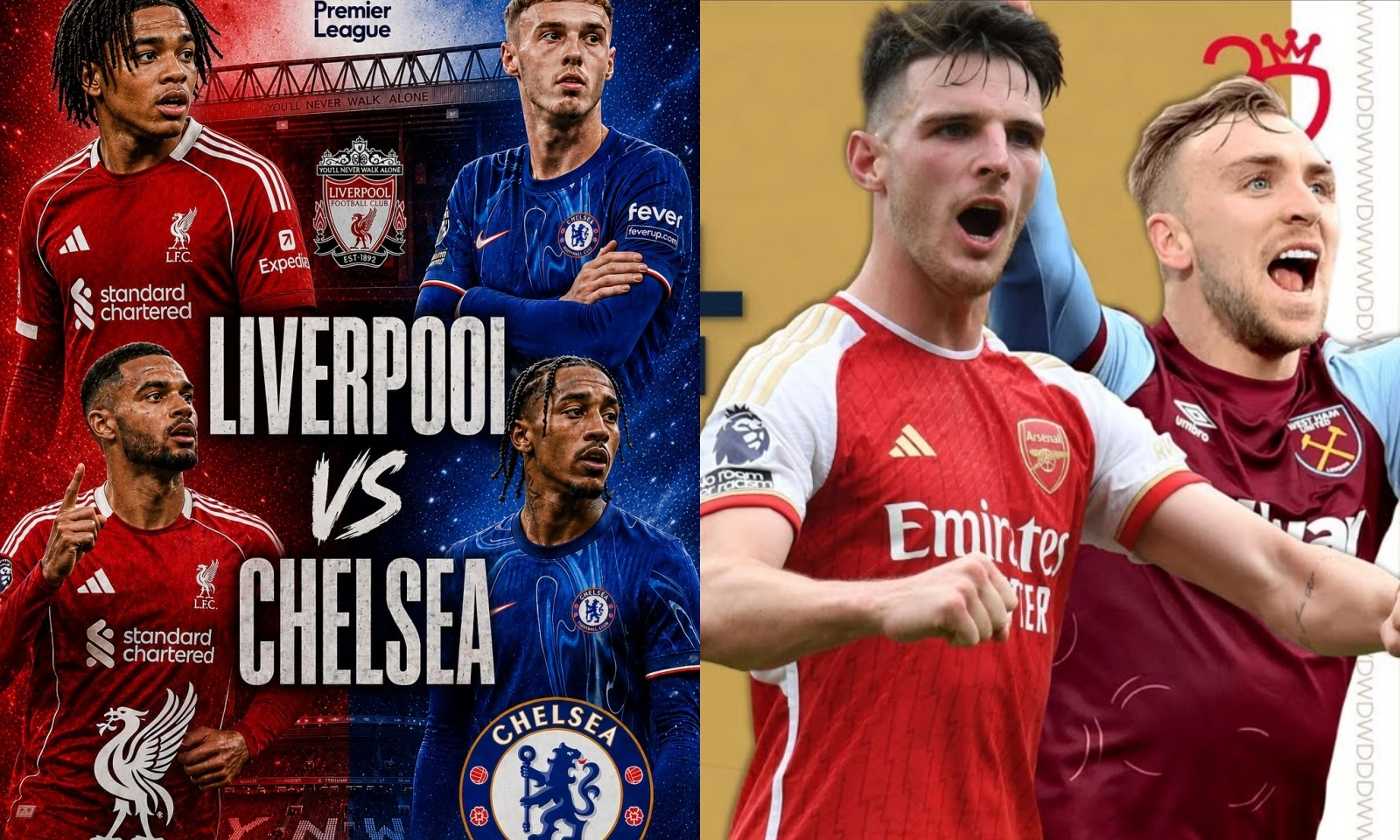 Lịch thi đấu Ngoại hạng Anh vòng 36: Liverpool vs Chelsea | West Ham vs Arsenal