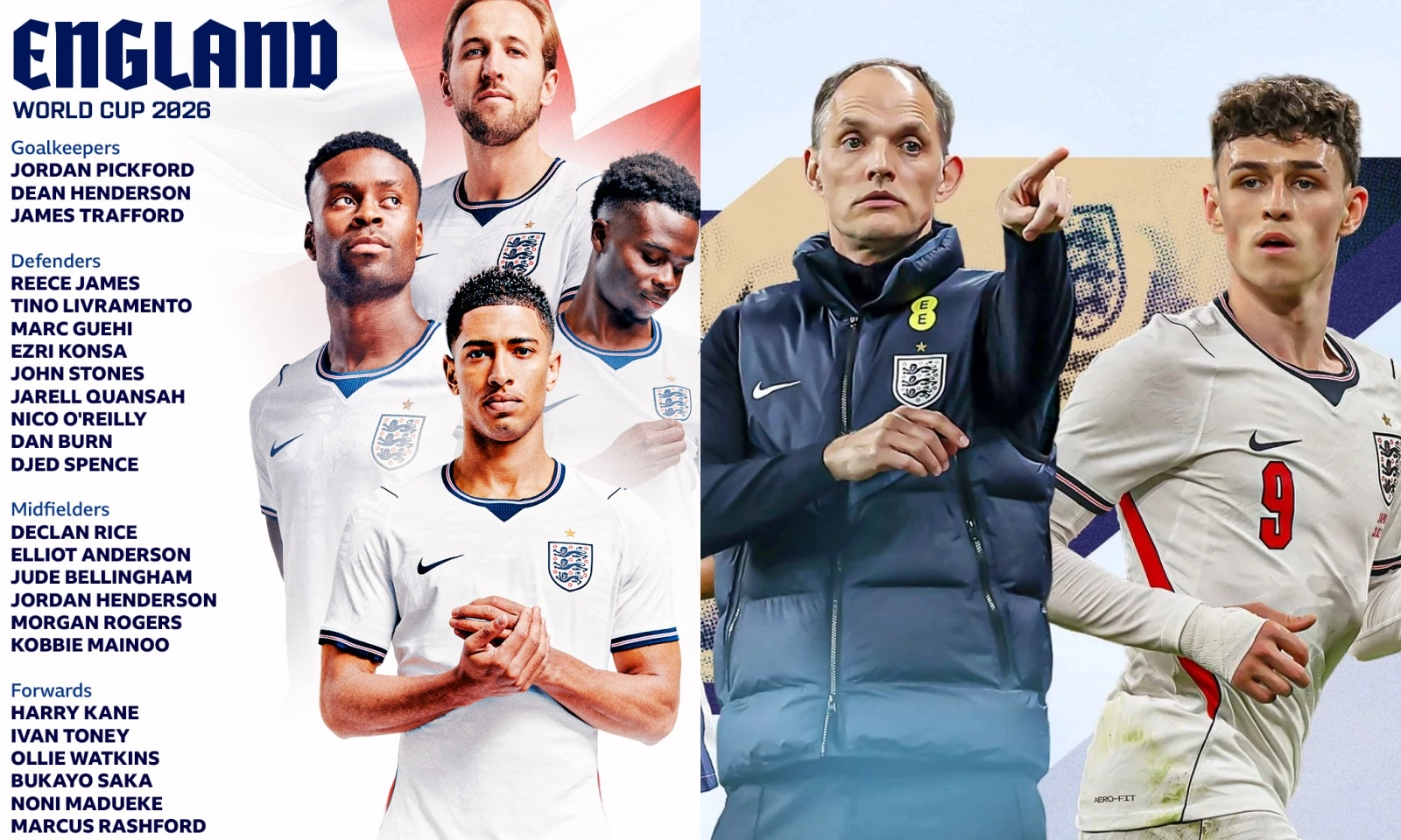 CHÍNH THỨC! Danh sách tuyển Anh dự VCK World Cup 2026: Tuchel gây sốc hàng loạt