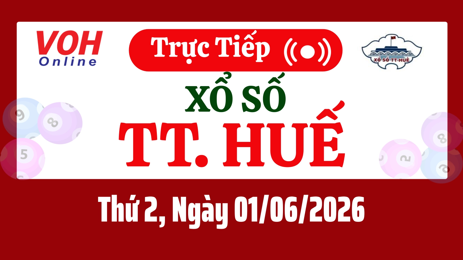 XSTTH 1/6 - Kết quả xổ số Thừa Thiên Huế hôm nay thứ 2 ngày 1/6/2026