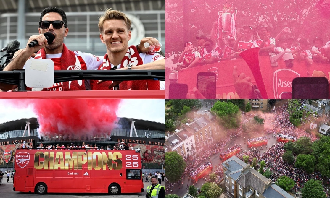 Arsenal nhuộm đỏ thành London bằng lễ diễu hành hoành tráng bậc nhất lịch sử