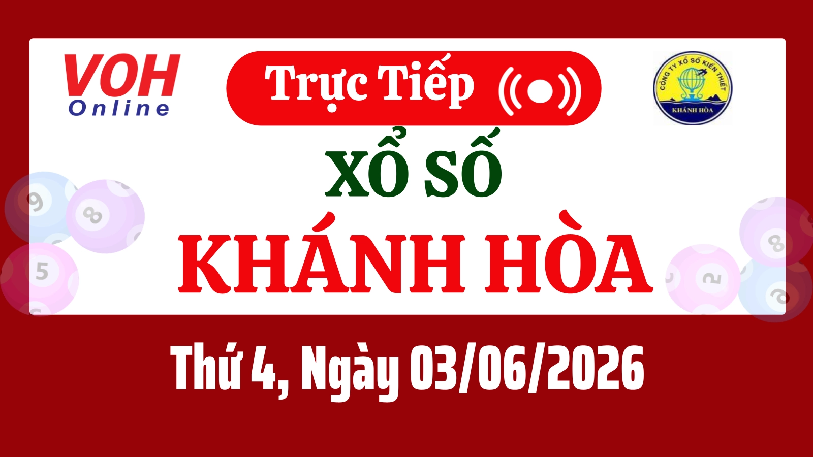 XSKH 3/6 - Kết quả xổ số Khánh Hòa hôm nay thứ 4 ngày 3/6/2026