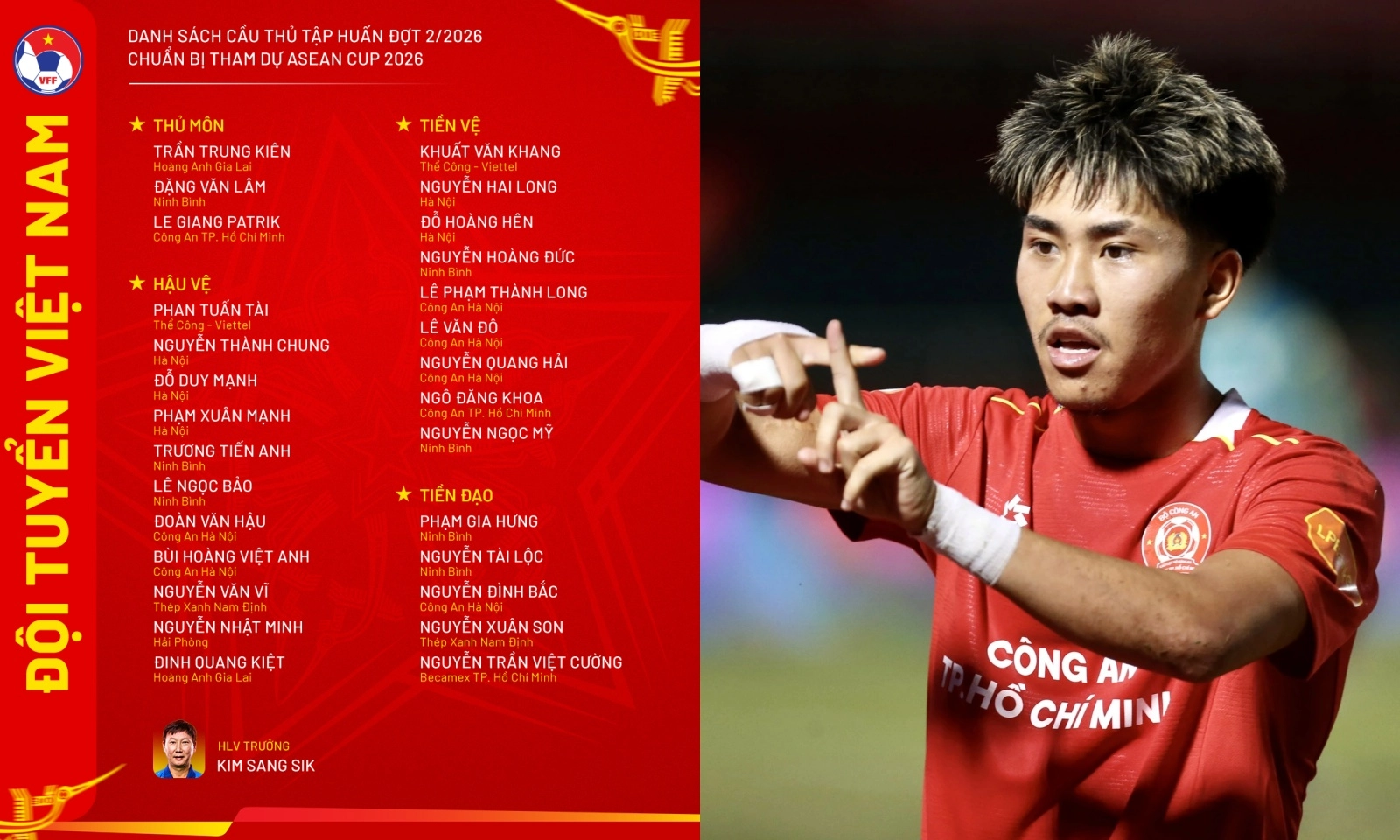 CHÍNH THỨC! Danh sách tuyển Việt Nam dự ASEAN Cup 2026: 3 tân binh nhập tịch | Không Tiến Linh